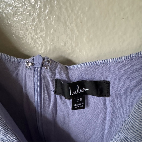 Lulus | Yacht Rock Blue and White Striped Off-the-Shoulder Midi Dress - Picture 4 of 7